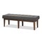 Baxton Studio Lucca Walnut Wood Dark Grey Button-Tufted Bench 140-7567 - alternate 1